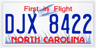 NC license plate DJX8422