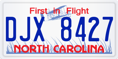 NC license plate DJX8427