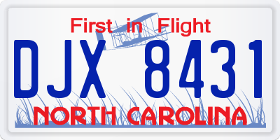 NC license plate DJX8431