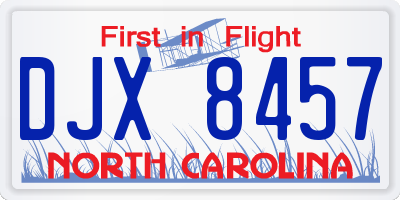 NC license plate DJX8457