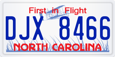 NC license plate DJX8466