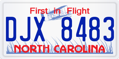 NC license plate DJX8483