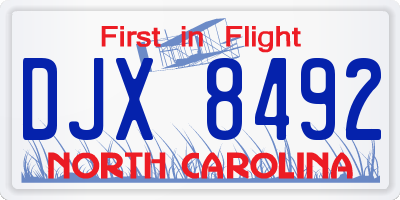 NC license plate DJX8492