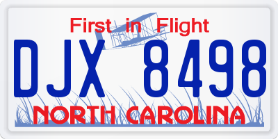 NC license plate DJX8498