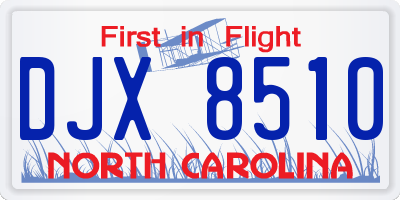 NC license plate DJX8510