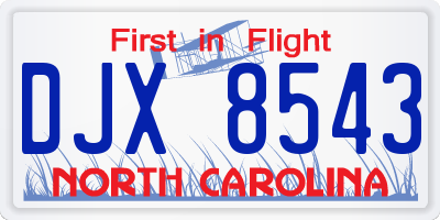 NC license plate DJX8543