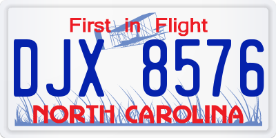 NC license plate DJX8576
