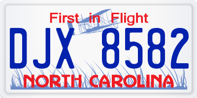 NC license plate DJX8582