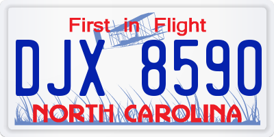 NC license plate DJX8590