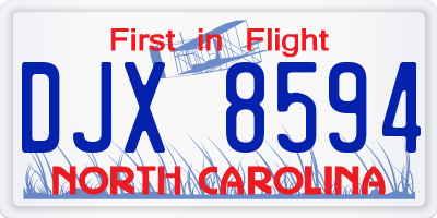 NC license plate DJX8594