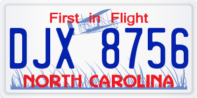 NC license plate DJX8756