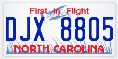 NC license plate DJX8805