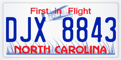 NC license plate DJX8843