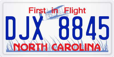 NC license plate DJX8845