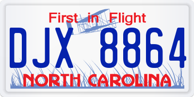 NC license plate DJX8864