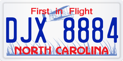 NC license plate DJX8884