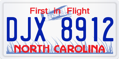 NC license plate DJX8912