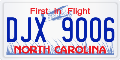 NC license plate DJX9006
