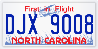NC license plate DJX9008