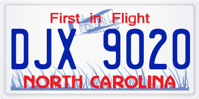 NC license plate DJX9020