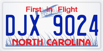 NC license plate DJX9024