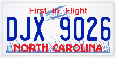 NC license plate DJX9026