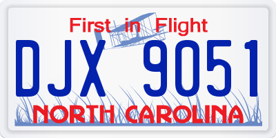 NC license plate DJX9051