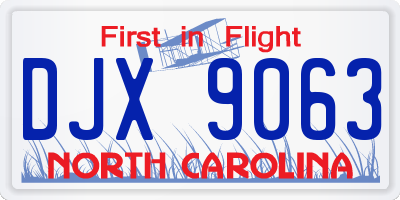 NC license plate DJX9063