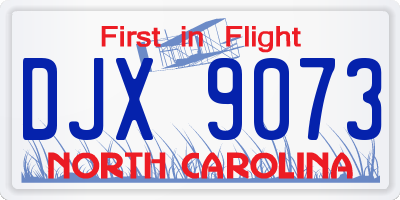 NC license plate DJX9073
