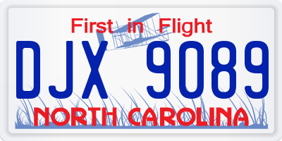 NC license plate DJX9089