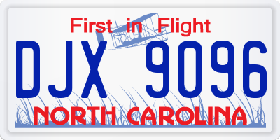 NC license plate DJX9096