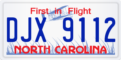 NC license plate DJX9112
