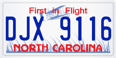 NC license plate DJX9116