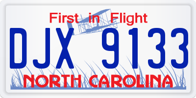 NC license plate DJX9133