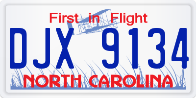 NC license plate DJX9134