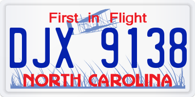 NC license plate DJX9138