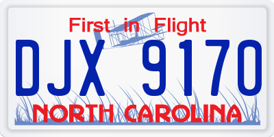NC license plate DJX9170