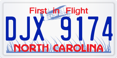 NC license plate DJX9174