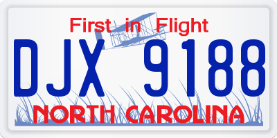 NC license plate DJX9188