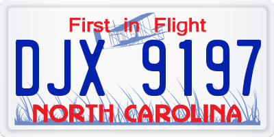 NC license plate DJX9197