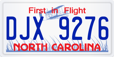 NC license plate DJX9276