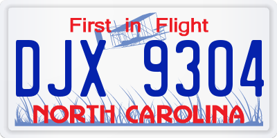 NC license plate DJX9304