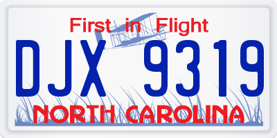 NC license plate DJX9319