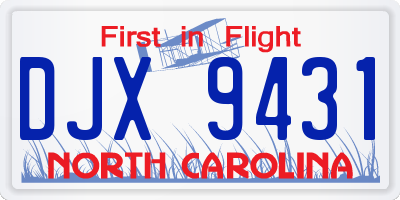 NC license plate DJX9431