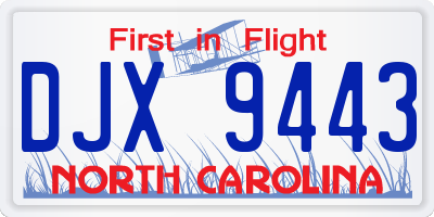 NC license plate DJX9443