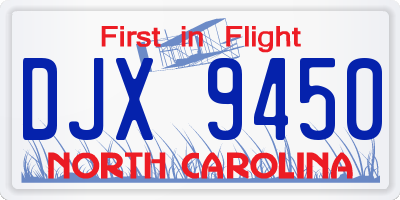 NC license plate DJX9450
