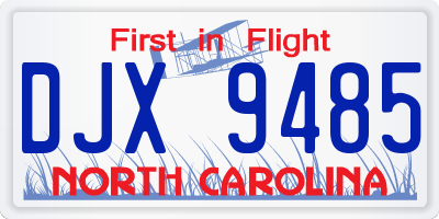 NC license plate DJX9485