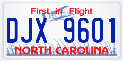 NC license plate DJX9601