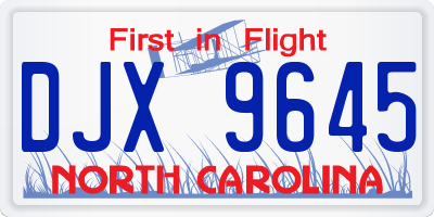 NC license plate DJX9645