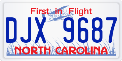 NC license plate DJX9687
